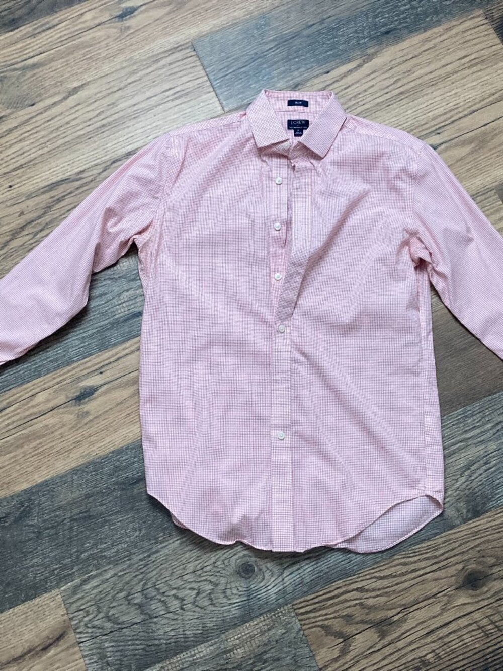 J.Crew Men’s Slim Fit Dress Shirt Size S Pink Red Check Flex Wrinkle Free Button